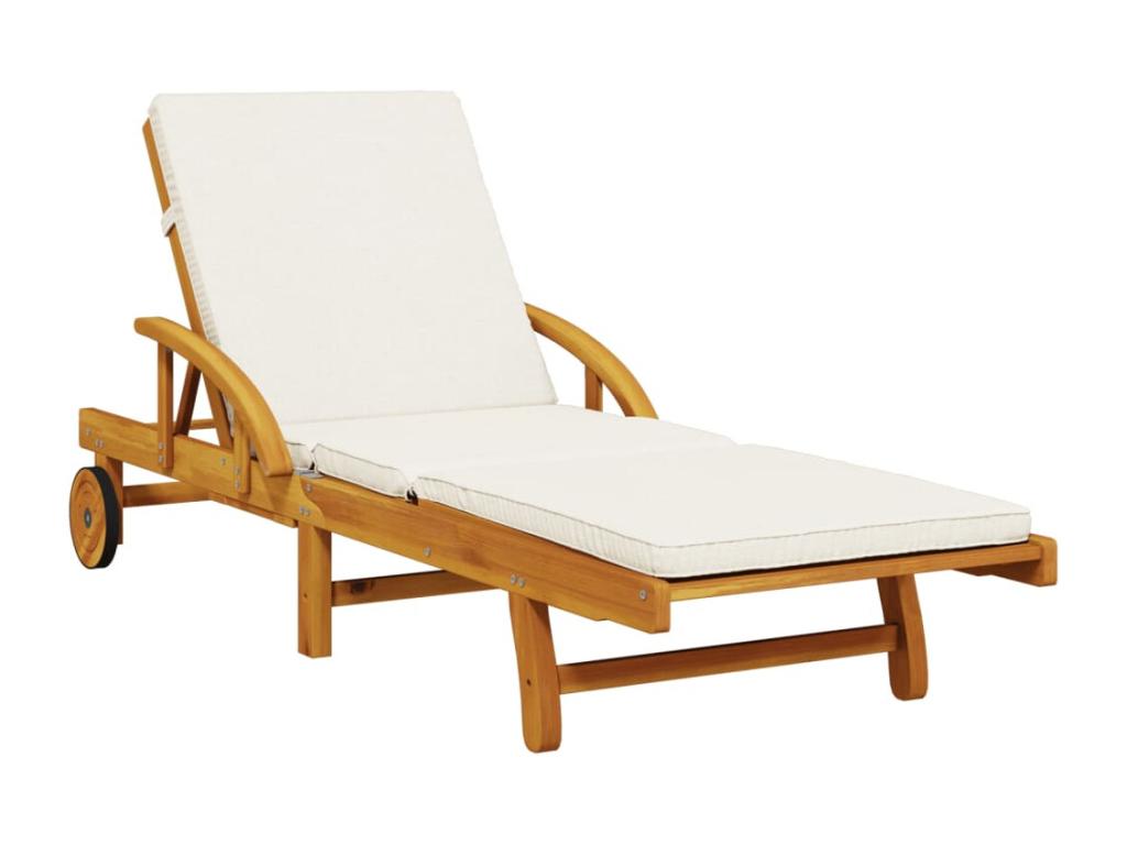 Set of 2 sun loungers with cushions, 200x68x83 cm, wood, Homelumiere
