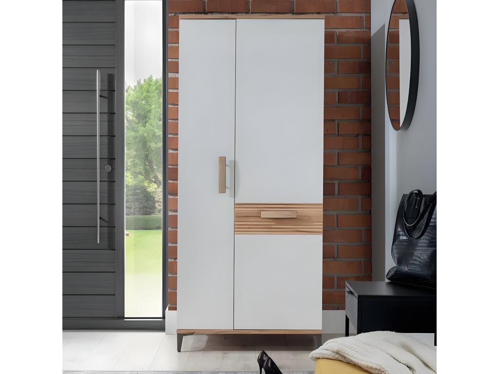 2-Door Wardrobe, Honey Oak/White - Homelumiere - W 85 x D 56 x H 197 cm