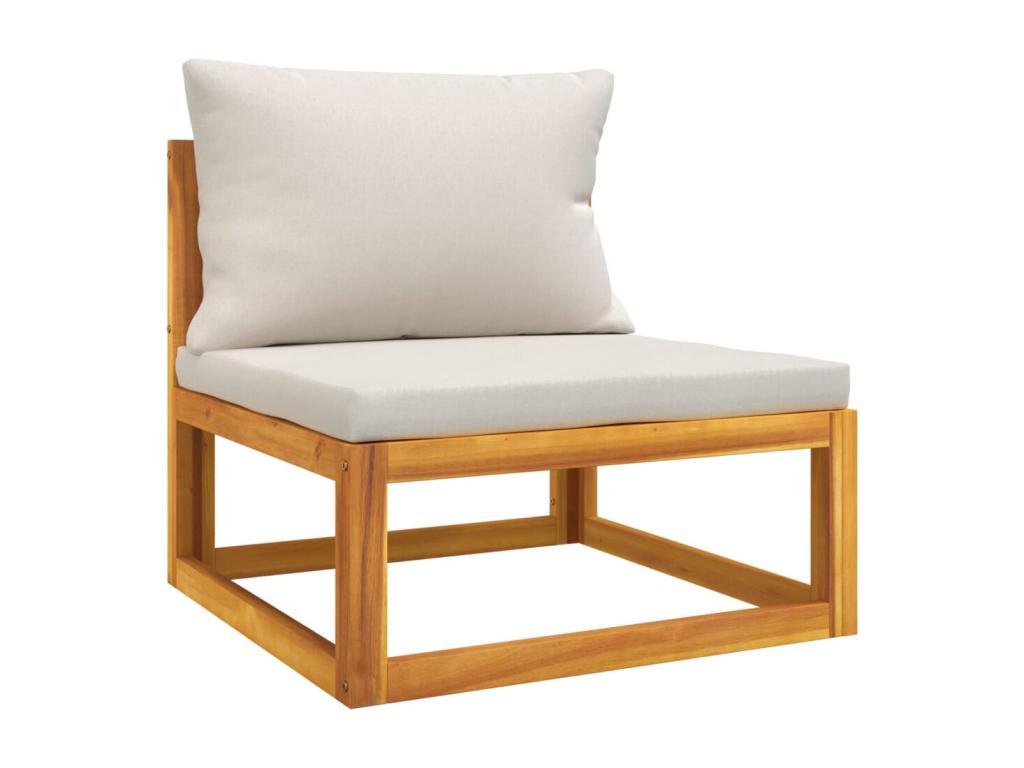 6-piece garden furniture set with light grey cushions, solid wood