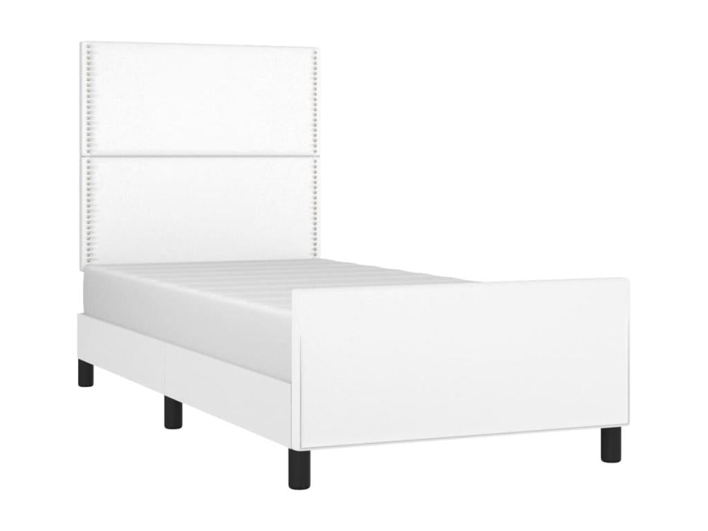 Bed frame with headboard, white, 80x200 cm, faux leather