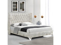 Upholstered Bed with Large Headboard - Beige - Sizes: 160x200 cm - 05298JOXW