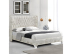 Upholstered Bed with Large Headboard - Beige - Sizes: 160x200 cm - 05298JOXW
