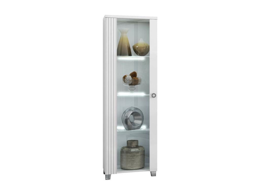 Homelumiere - White Lacquered 1-Door Display Cabinet with LEDs (Left-Hand Opening)