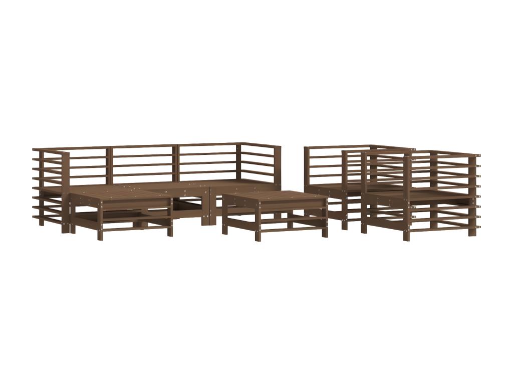 7-piece garden furniture set, honey brown, solid pine wood