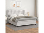 Upholstered bed base with mattress, white, 180x200cm, faux leather