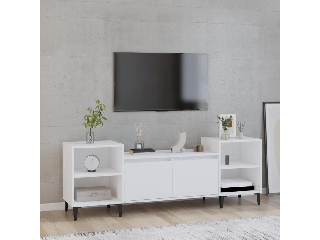 White TV stand 160x35x55 cm Engineered wood