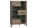 Asymmetrical 3-door bookcase with recycled wood and metal finish - Homelumiere