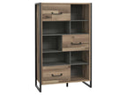 Asymmetrical 3-door bookcase with recycled wood and metal finish - Homelumiere