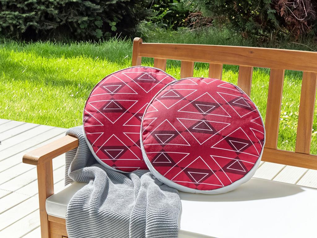 Set of 2 Homelumiere Outdoor Cushions, Geometric Pattern, 40x40 cm, Pink