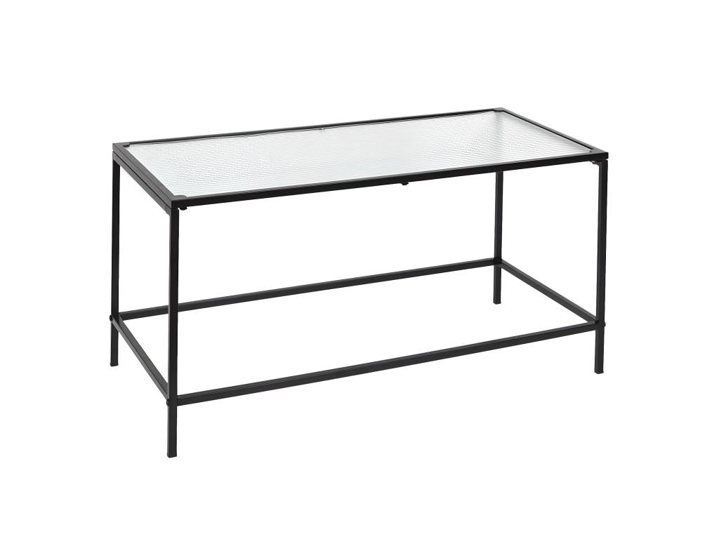 Homelumiere - Black Coffee Table with Textured Glass Top