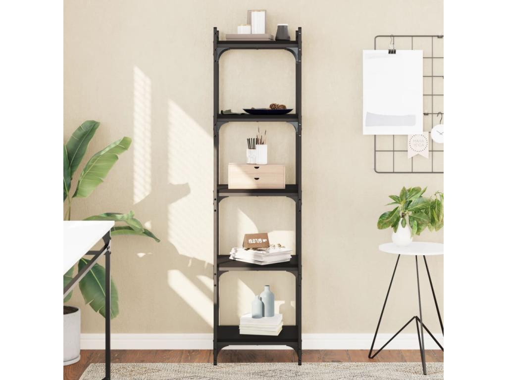 5-tier black bookcase, 40x30x154 cm, engineered wood