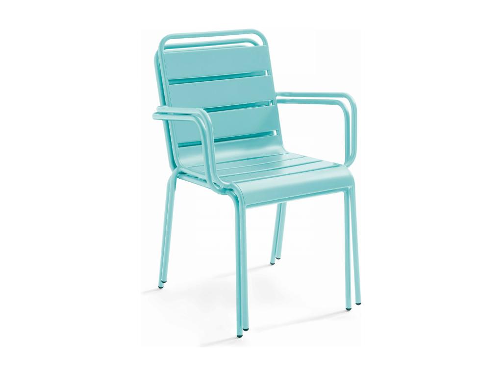 Garden table and 8 chairs in turquoise and grey metal - Delimoa 88812IFVI