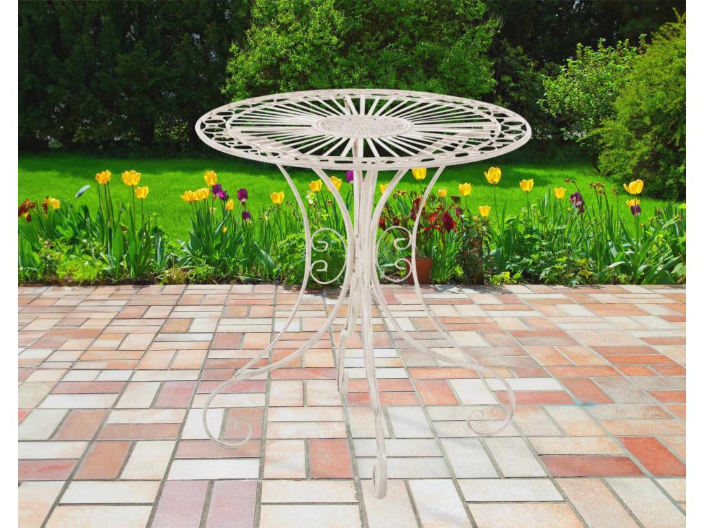 Garden side table - round 70 cm - Metal - Antique cream - Homelumiere