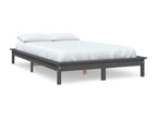 Bed frame without mattress, grey solid wood