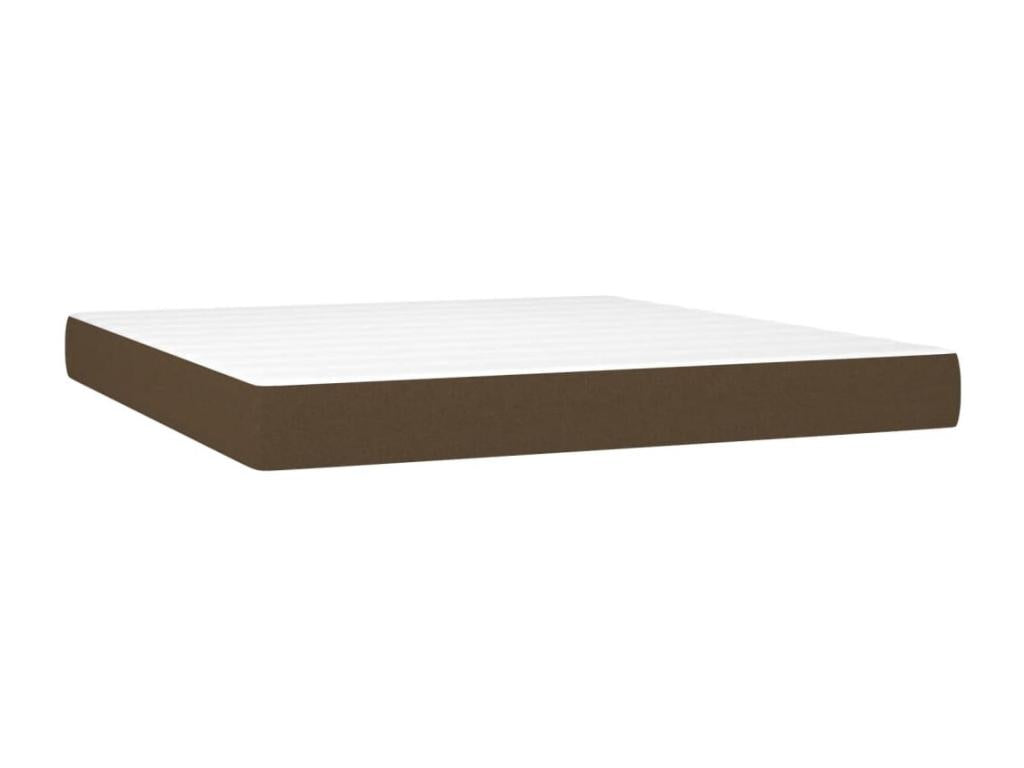 Upholstered bed base with mattress and LED lighting, dark brown, 180x200cm, fabric
