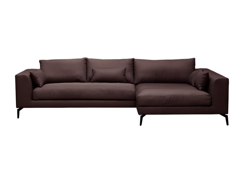 Luxury 5-seater fabric corner sofa, Homelumiere brown, right-hand corner, front view