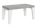Extendable table 90x160/420 cm Homelumiere Mix, Concrete Grey top, White Ash legs