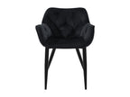 Set of 6 ergonomic dining chairs with black velvet seats and metal legs 34694QIMV