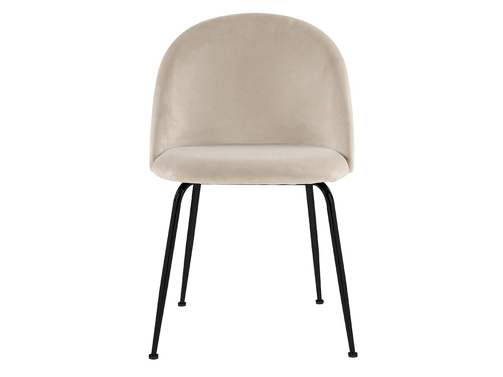 Set of 6 velvet and black stainless steel chairs - Beige - Homelumiere