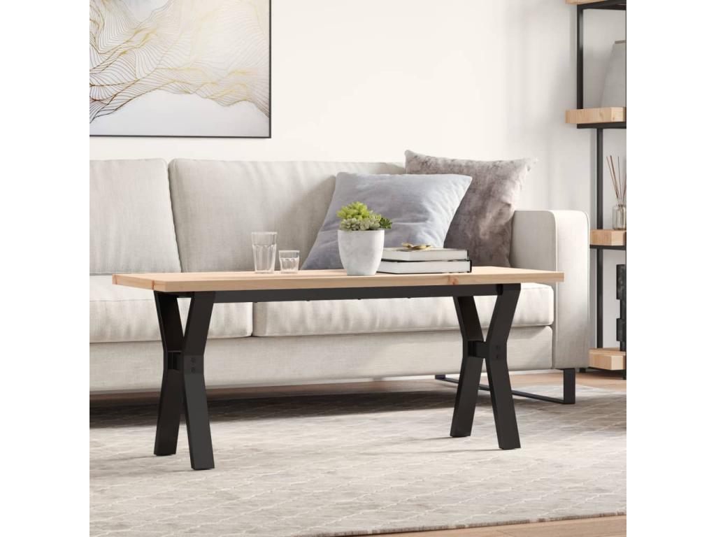 Y-frame coffee table, 110x40x45.5 cm, solid pine wood, steel