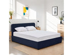 Adult storage bed 160x200 cm with upholstered headboard in midnight blue velvet - Homelumiere