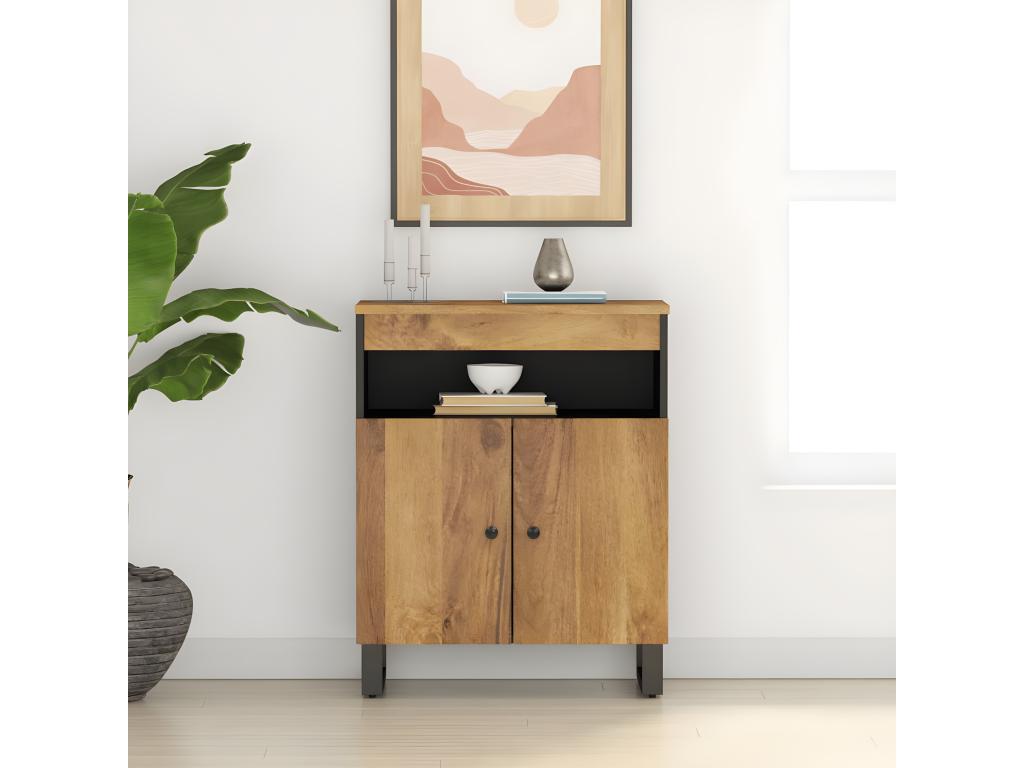 Sideboard with 2 doors, 60x33x75 cm, solid mango wood