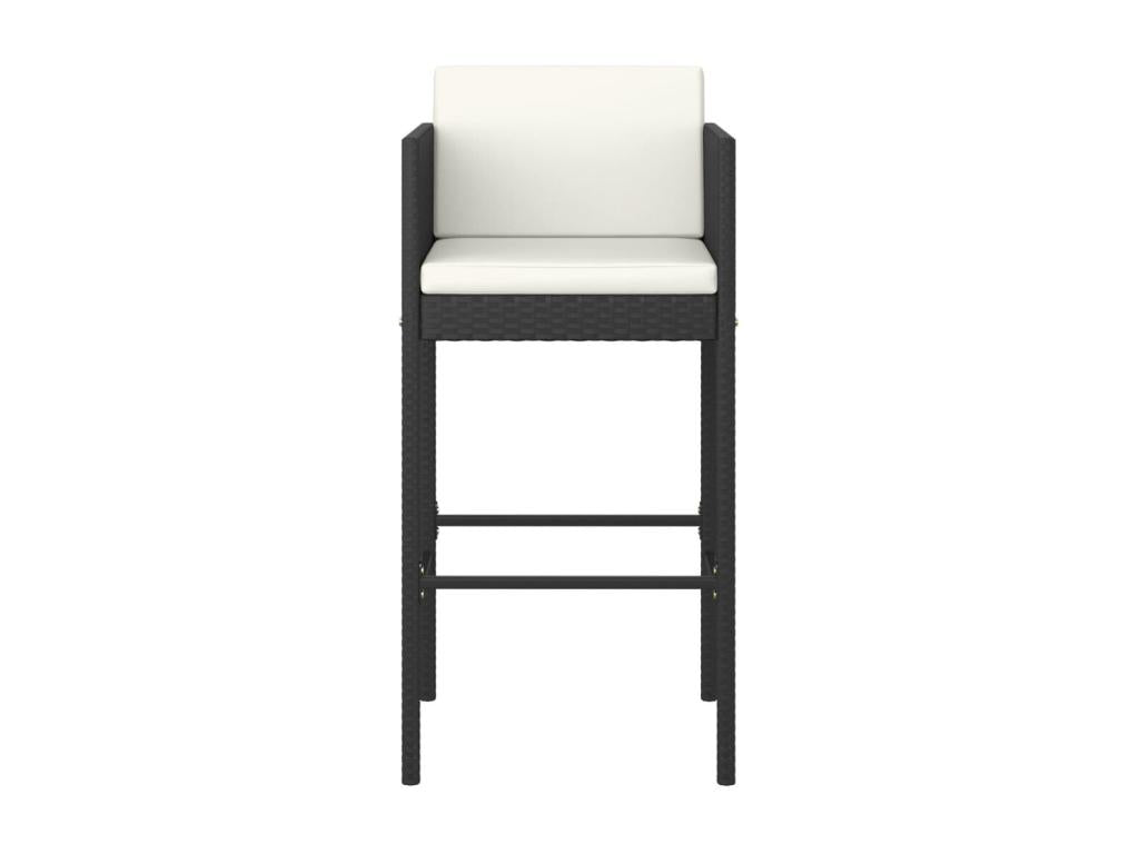 5-piece garden bar set and cushions, black woven resin, 20