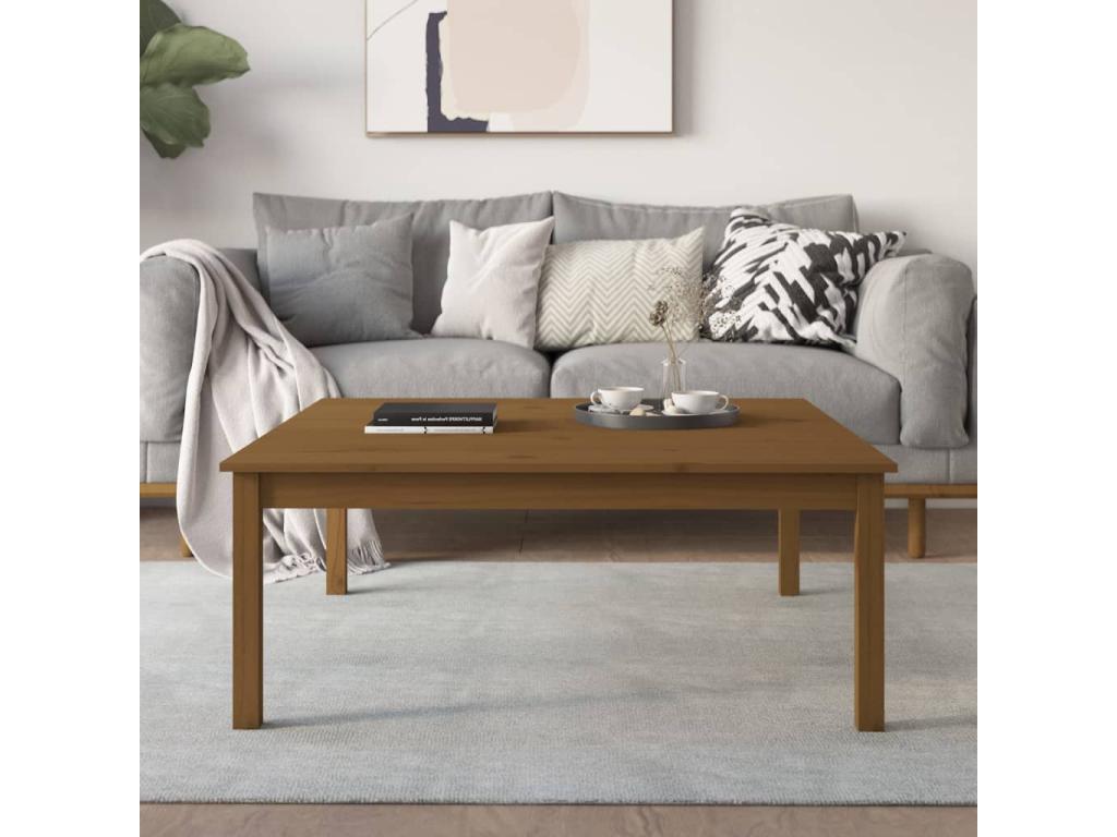 Coffee table, honey brown, 100x100x40 cm, solid pine wood