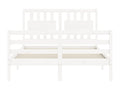 White bed frame without mattress, 120x200 cm, solid wood