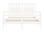 White bed frame without mattress, 120x200 cm, solid wood