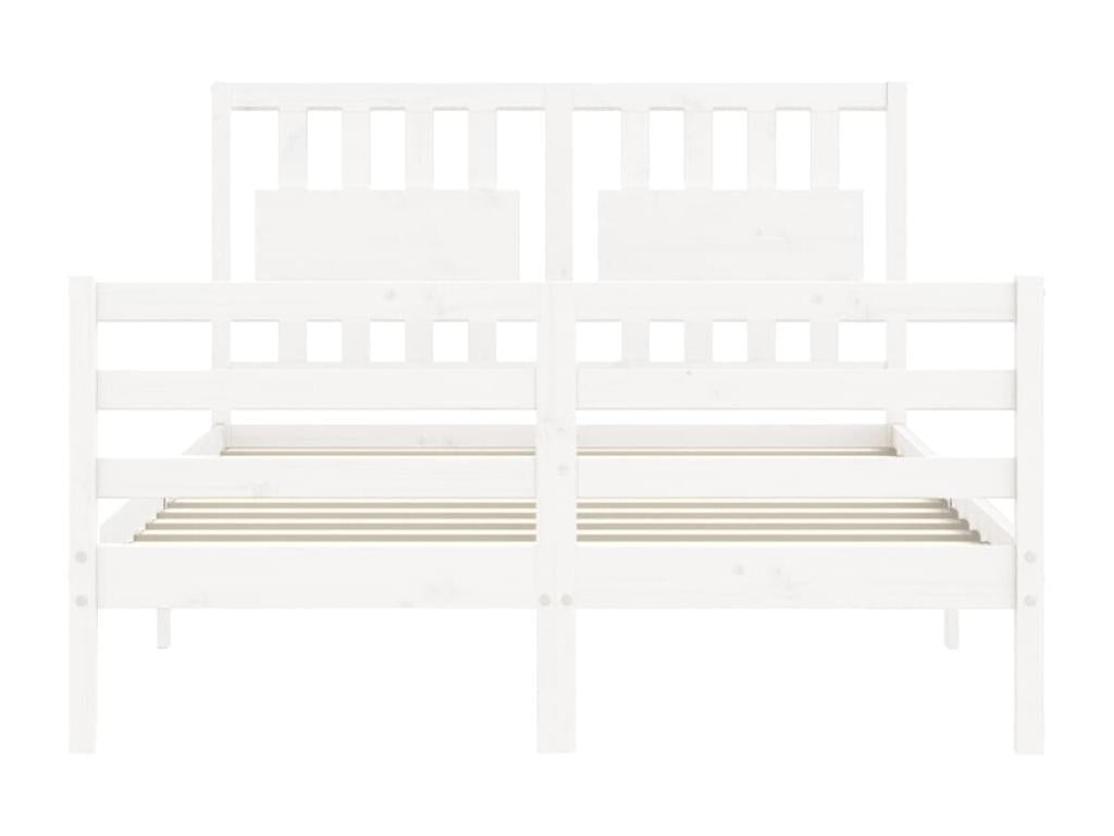 White bed frame without mattress, 120x200 cm, solid wood
