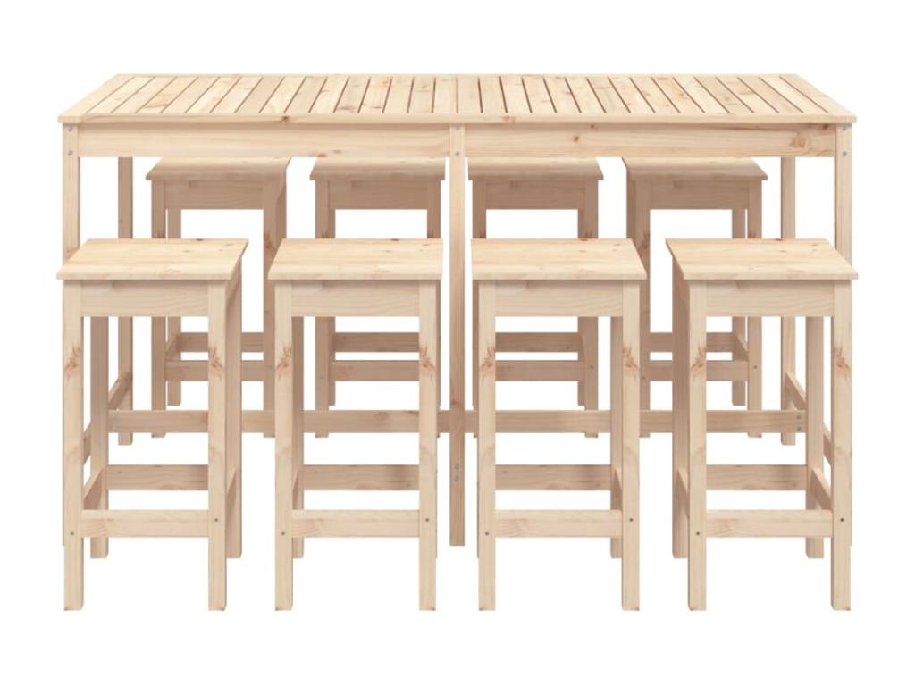 9-Piece Garden Bar Set, Solid Pine Wood 09501HMNL