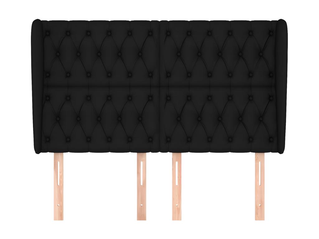 Headboard with wings, Black, 147x23x118/128 cm, Fabric, 38911JSMI