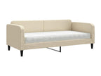 Daybed with cream mattress 90x200 cm fabric