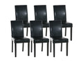 Set of 6 dining chairs - Faux leather / Wood - Black - Homelumiere