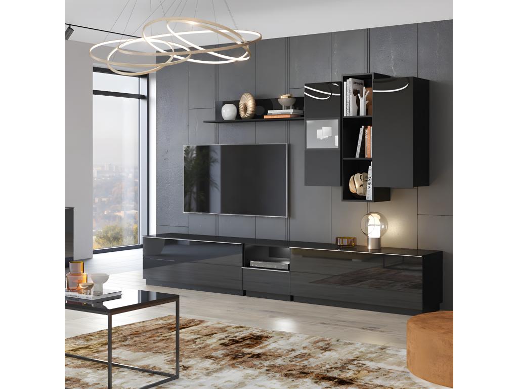 Homelumiere 1-Door Wall-Mounted Display Cabinet, Black