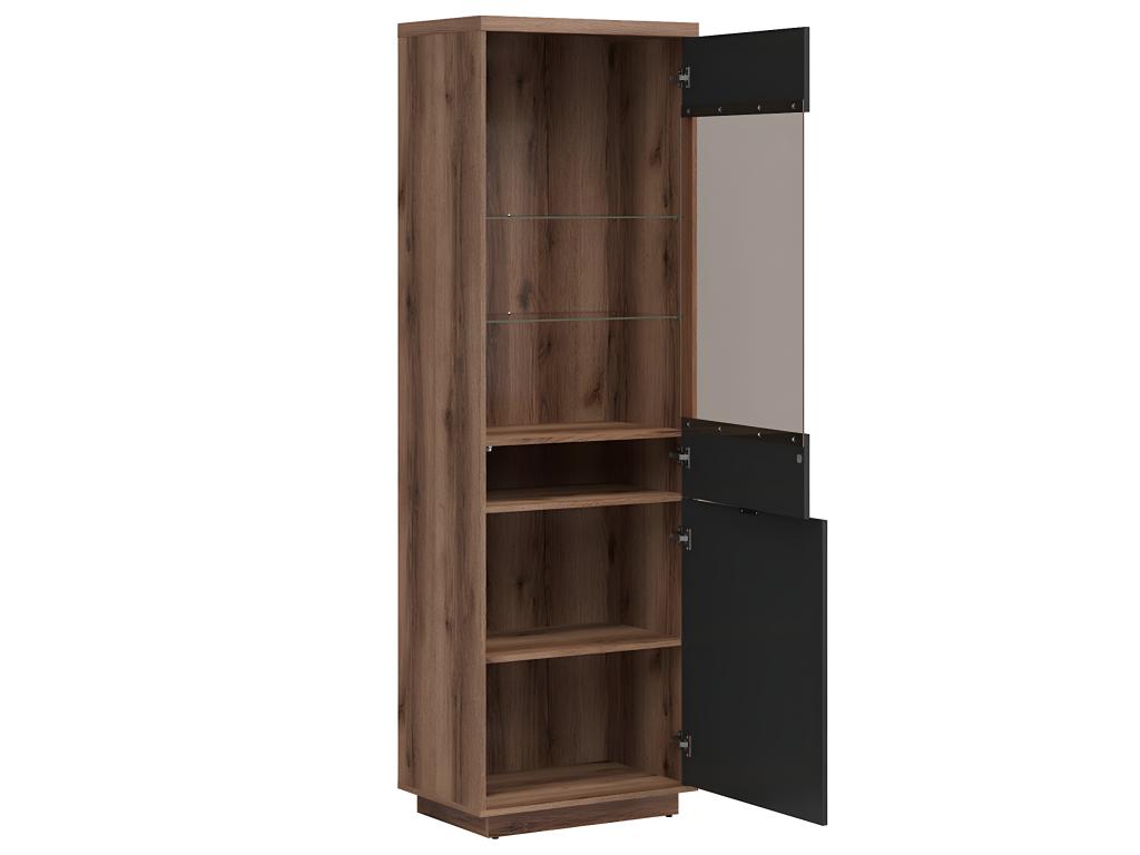 Homelumiere 2-Door Display Cabinet, Black and Wood