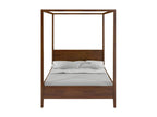 Beech wood bed with canopy, Homelumiere / 160x200 cm, walnut color