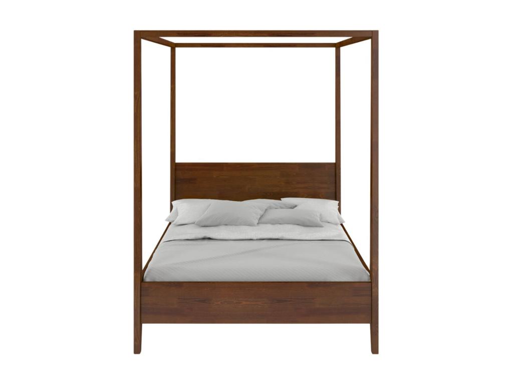 Beech wood bed with canopy, Homelumiere / 160x200 cm, walnut color