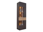 Display cabinet with 1 right-opening door, wood and grey finish - Delimoa 50152AIXO