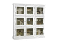 White 9-Door Glass-Fronted Bookcase in English Style, W 163 cm H 170 cm D 37 cm
