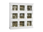 White 9-Door Glass-Fronted Bookcase in English Style, W 163 cm H 170 cm D 37 cm