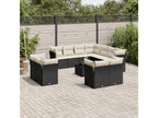 12-piece garden furniture set with cushions, black resin wicker