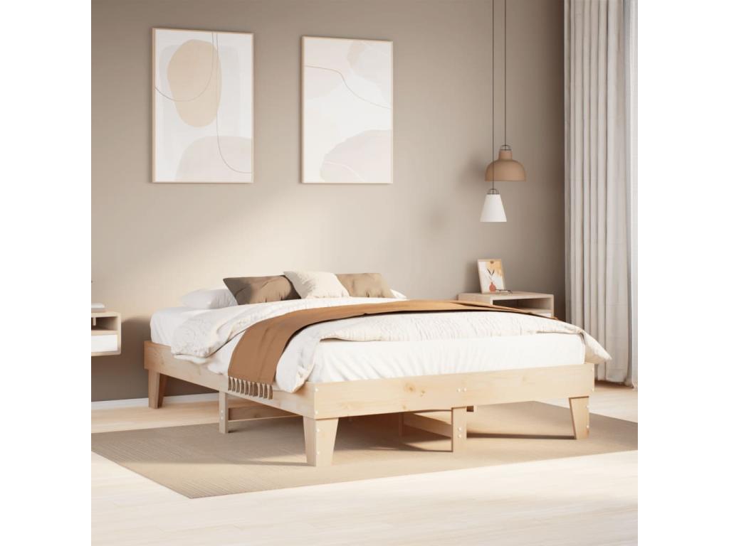 Bed frame without mattress 150x200 cm solid pine wood