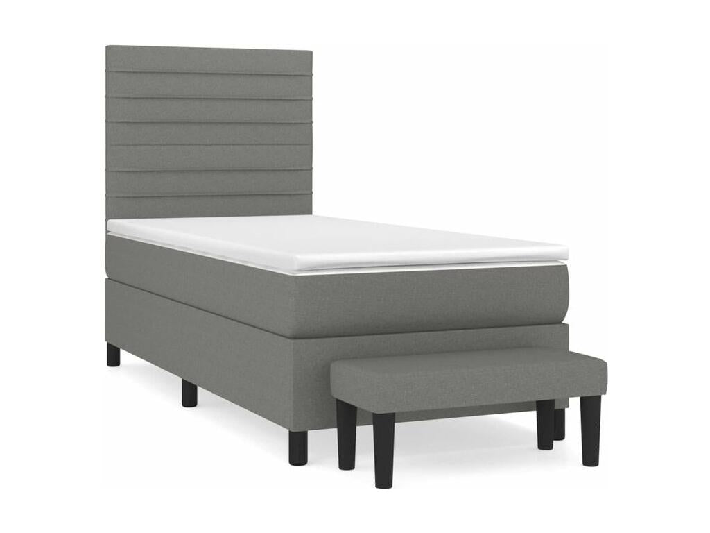 Homelumiere bed base with dark grey 100x200 mattress, fabric