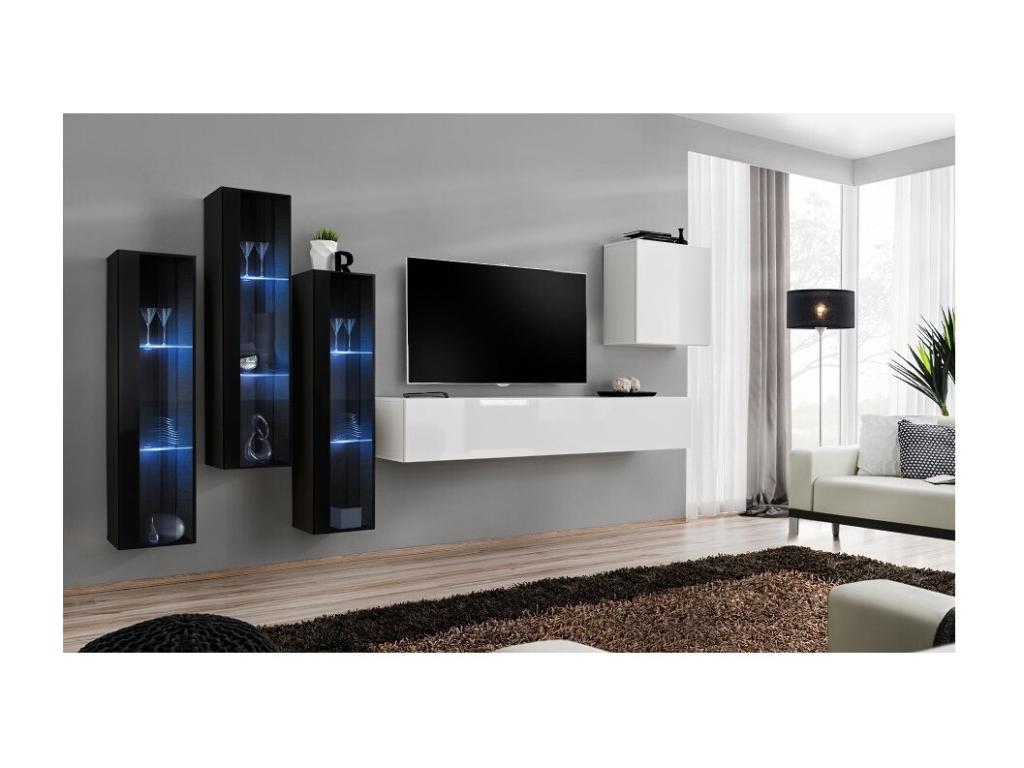 Artanzy wall-mounted living room furniture set in glossy white and black. 49659KUPQ