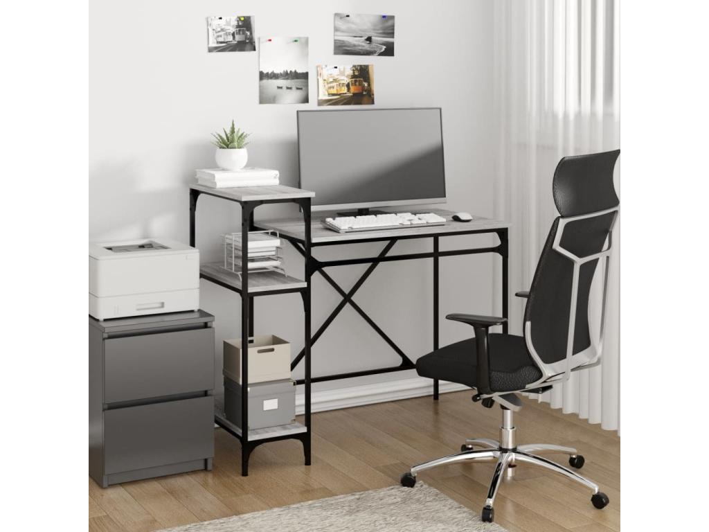 Homelumiere desk with shelves, 105x50x90 cm, engineered wood/iron