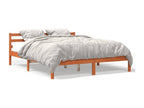 Brown waxed bed frame 160x200 cm solid pine wood