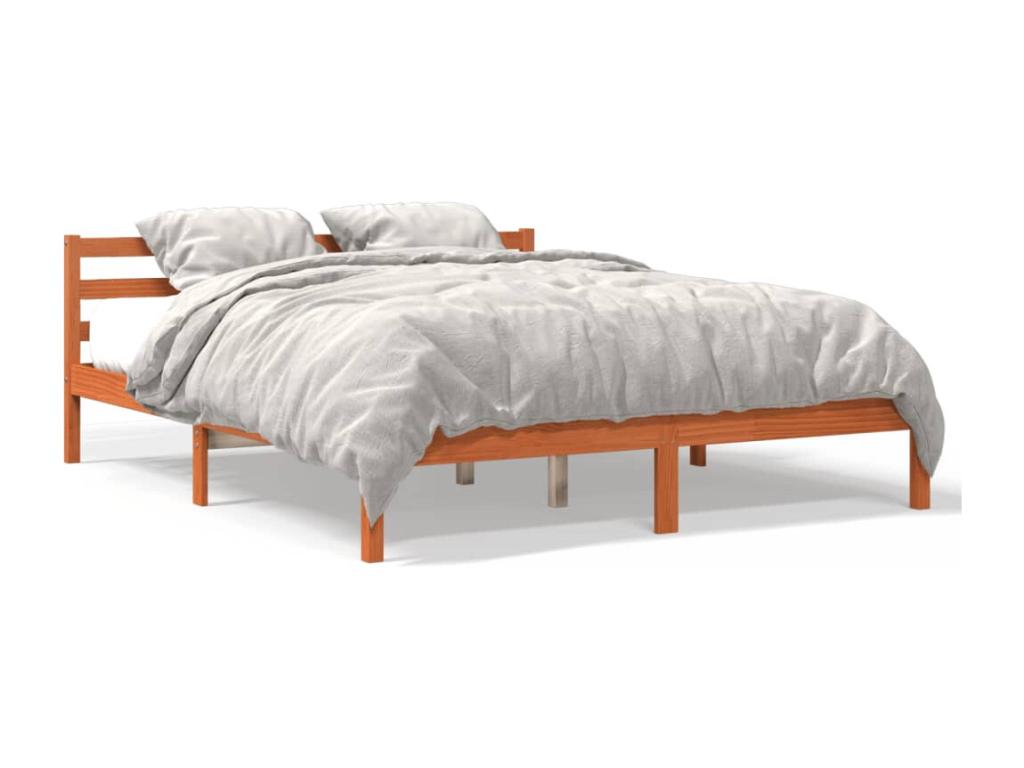 Brown waxed bed frame 160x200 cm solid pine wood