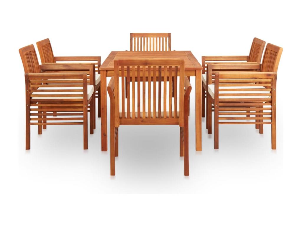 7-piece outdoor dining set and cushions by Homelumiere